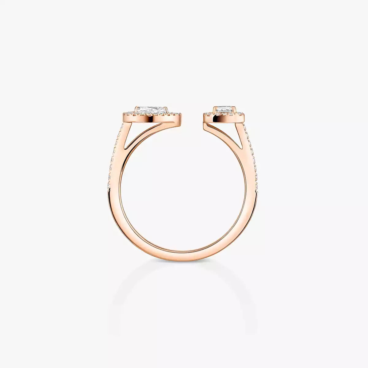 Offener Sugar Cube & Teardrop Pavé-Diamantring – Geometrisches Gleichgewicht