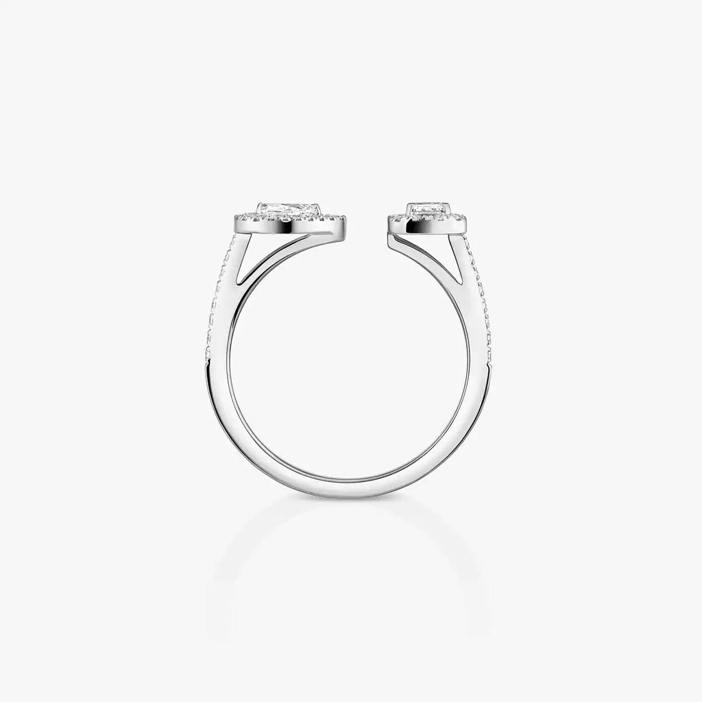 Offener Sugar Cube & Teardrop Pavé-Diamantring – Geometrisches Gleichgewicht