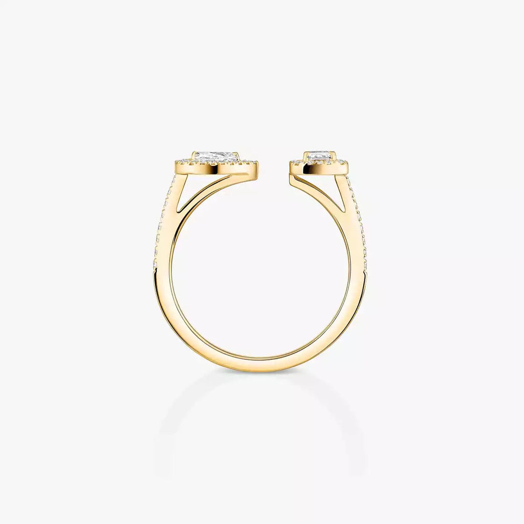 Offener Sugar Cube & Teardrop Pavé-Diamantring – Geometrisches Gleichgewicht