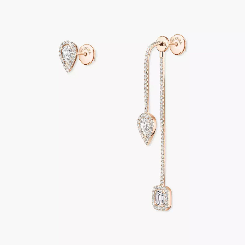 Meine Twin Diamond Tropfen-Ohrringe – Geometrische Symmetrie – Elegantes kinetisches Schwingen