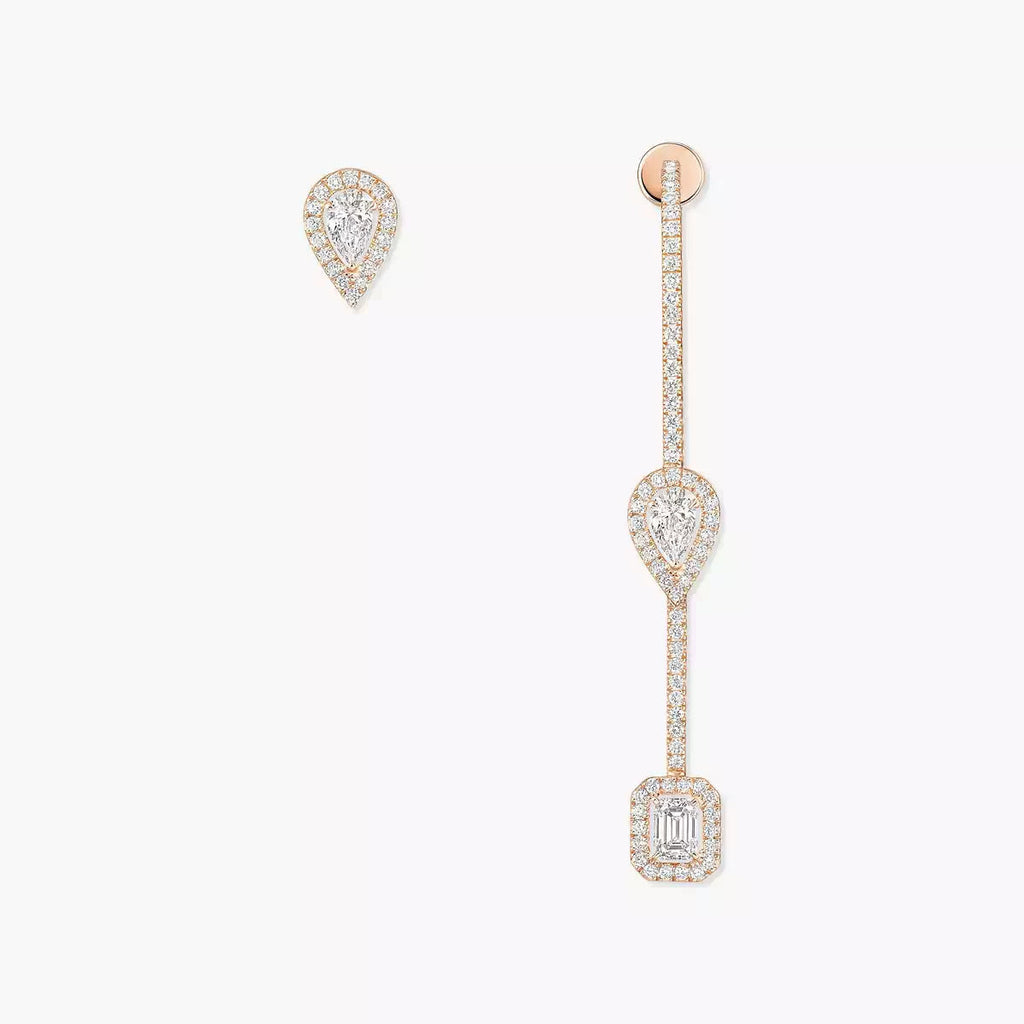 Meine Twin Diamond Tropfen-Ohrringe – Geometrische Symmetrie – Elegantes kinetisches Schwingen