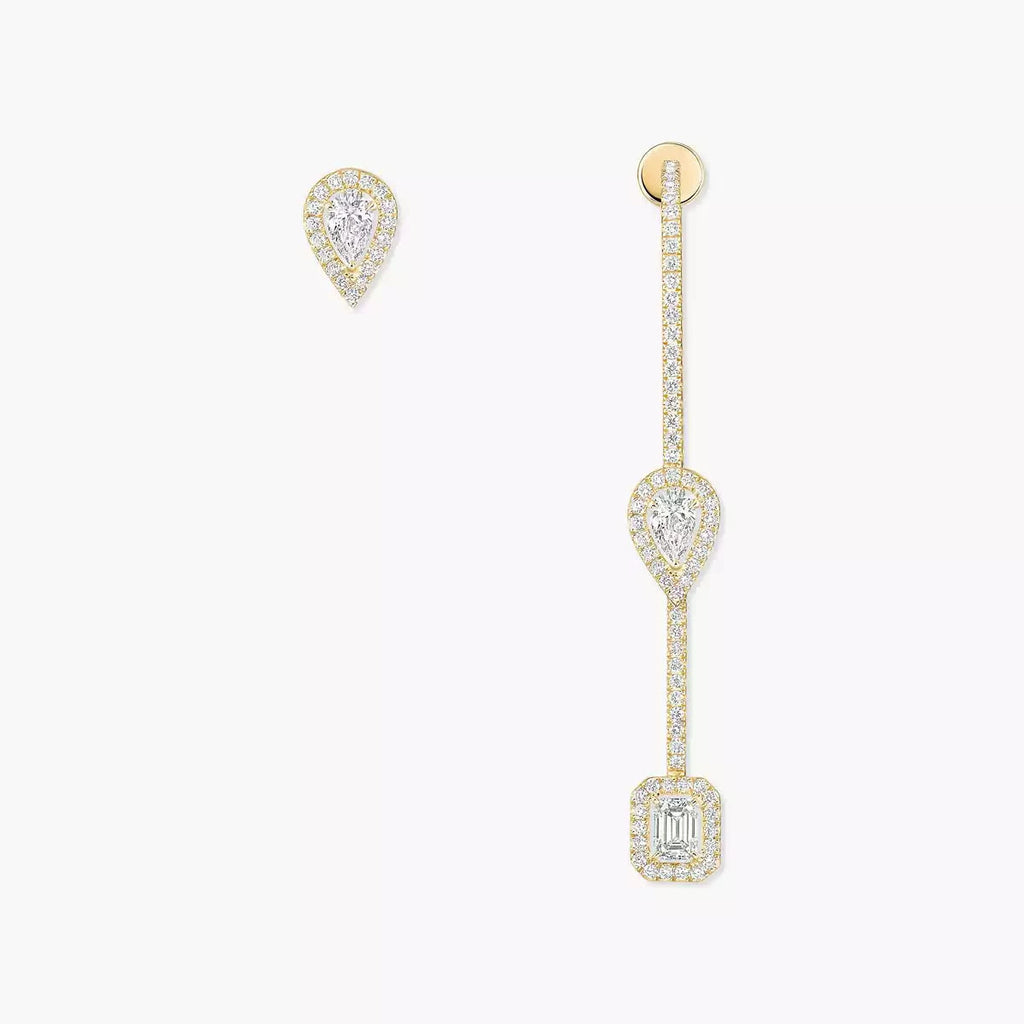 Meine Twin Diamond Tropfen-Ohrringe – Geometrische Symmetrie – Elegantes kinetisches Schwingen