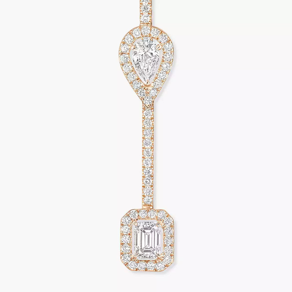 Meine Twin Diamond Tropfen-Ohrringe – Geometrische Symmetrie – Elegantes kinetisches Schwingen