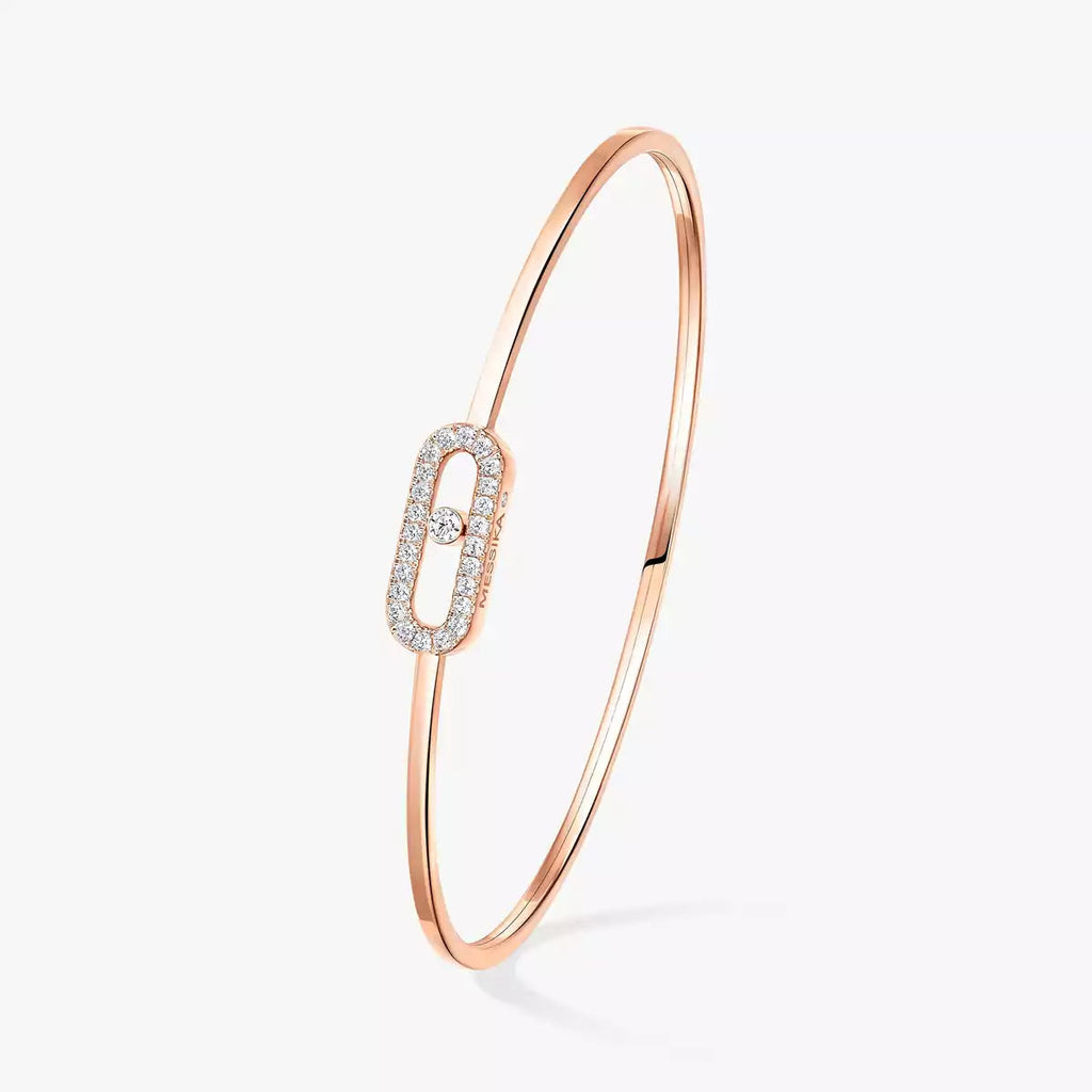 Move Uno Pavé Flex Armreif (Größe M) – Kinetische Diamant-Brillanz – Flexibler Luxus