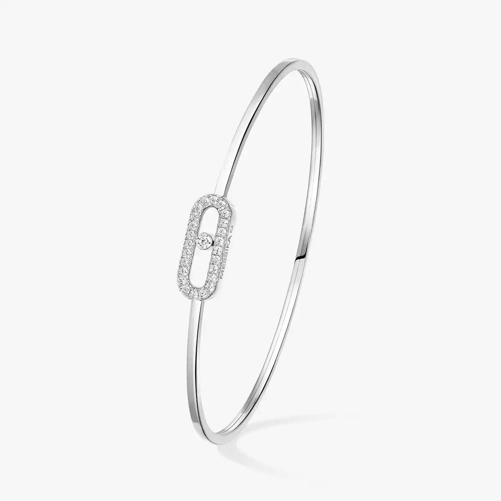 Move Uno Pavé Flex Armreif (Größe M) – Kinetische Diamant-Brillanz – Flexibler Luxus