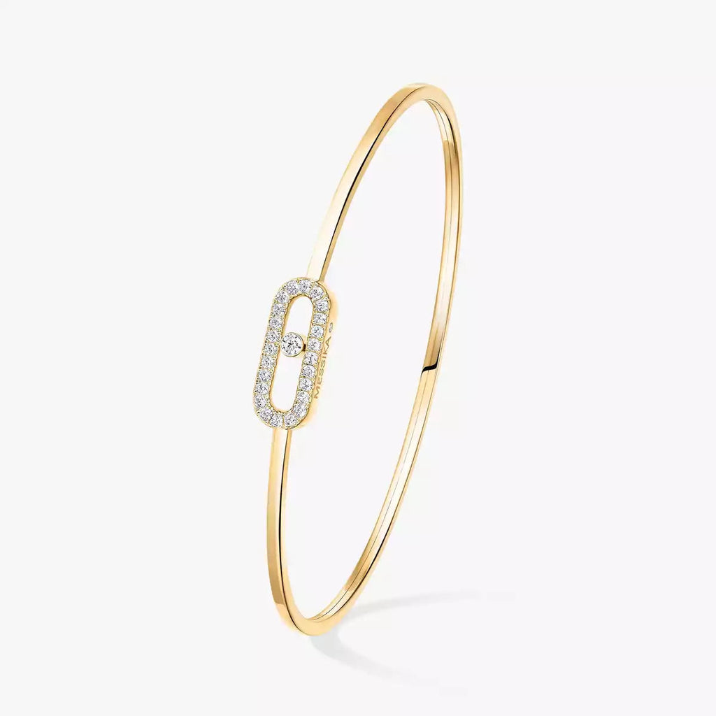 Move Uno Pavé Flex Armreif (Größe M) – Kinetische Diamant-Brillanz – Flexibler Luxus