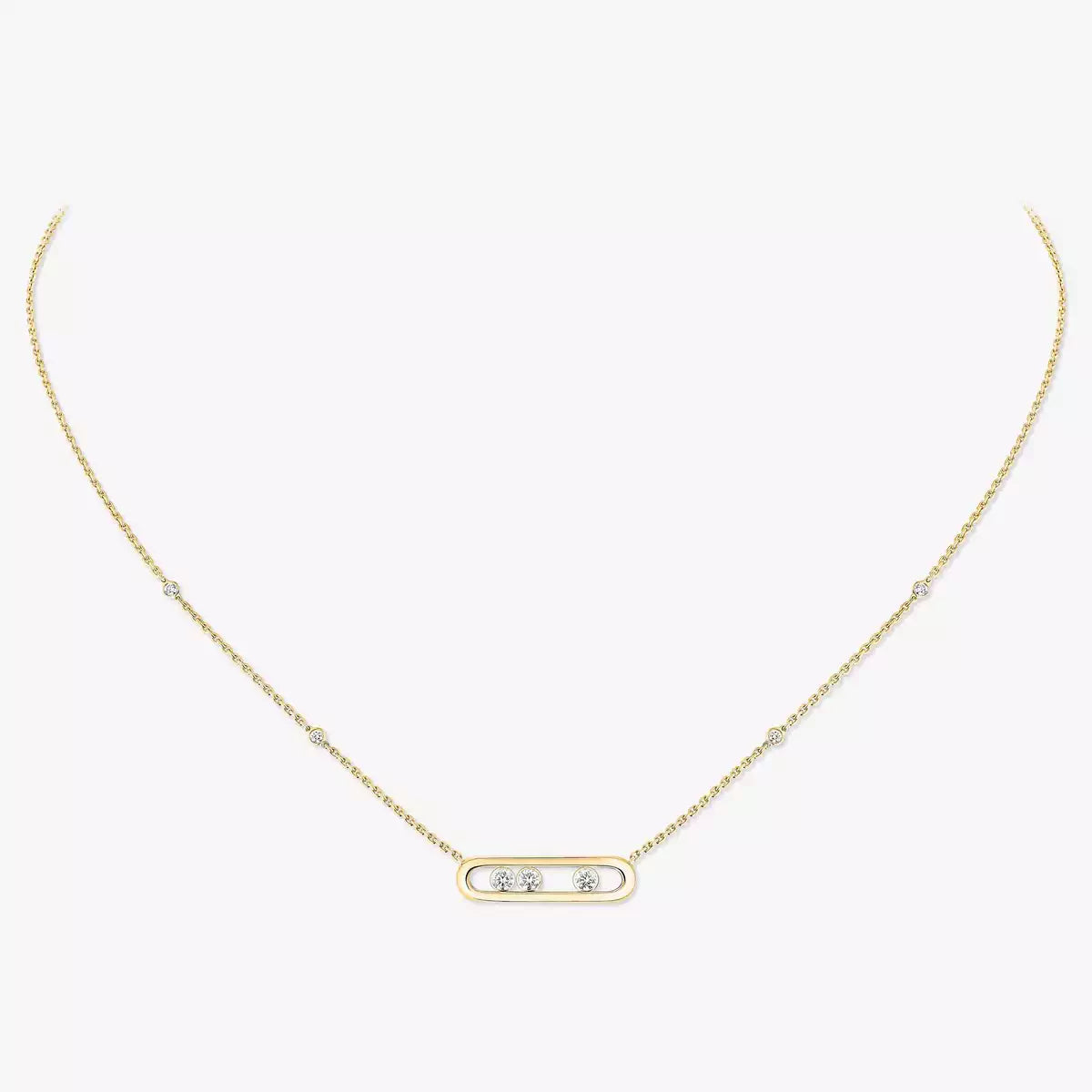 Bewegliche Pavé-Halskette – Kinetisches Design mit 4 beweglichen Diamanten