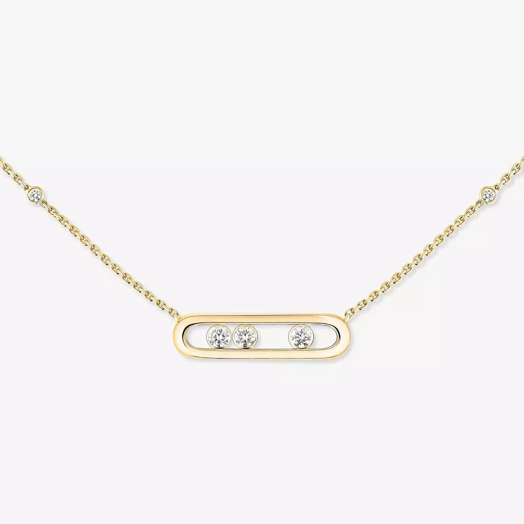 Bewegliche Pavé-Halskette – Kinetisches Design mit 4 beweglichen Diamanten
