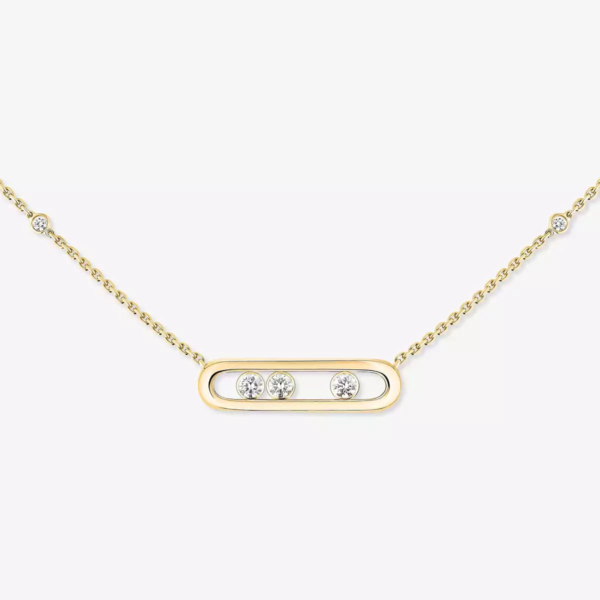 Bewegliche Pavé-Halskette – Kinetisches Design mit 4 beweglichen Diamanten