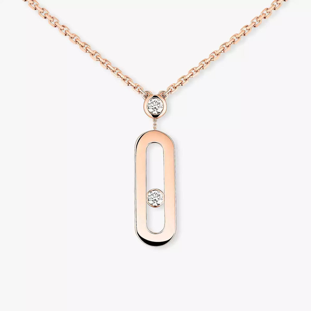 Signature Frame Halskette – kinetischer Mittelstein aus Diamant & 6-Stein Pavé Halo