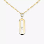 Signature Frame Halskette – kinetischer Mittelstein aus Diamant & 6-Stein Pavé Halo