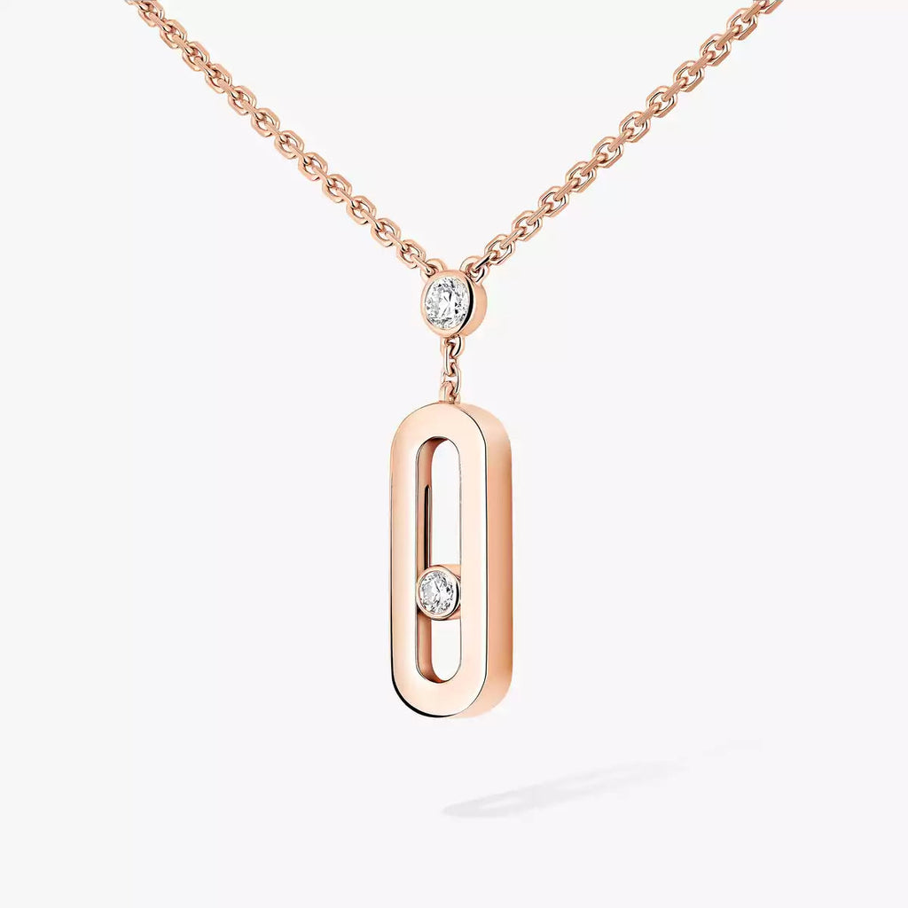 Signature Frame Halskette – kinetischer Mittelstein aus Diamant & 6-Stein Pavé Halo