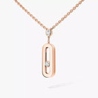 Signature Frame Halskette – kinetischer Mittelstein aus Diamant & 6-Stein Pavé Halo