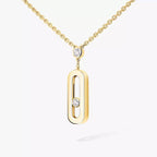 Signature Frame Halskette – kinetischer Mittelstein aus Diamant & 6-Stein Pavé Halo