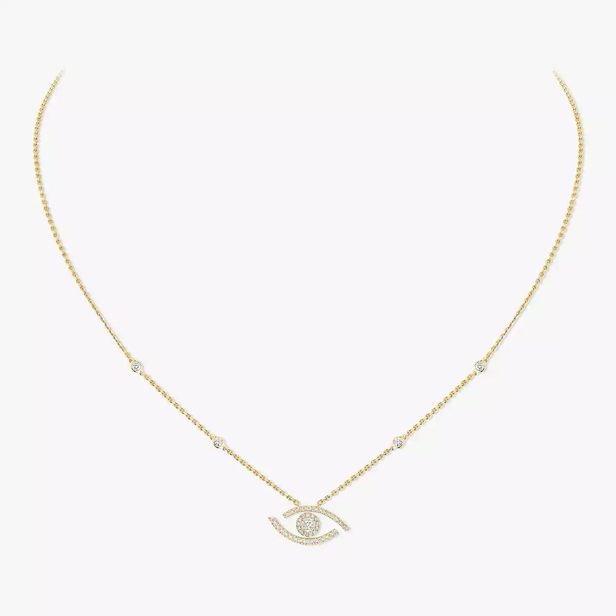 Pavé Diamant Glücksbringer-Halskette mit Augenmotiv – schützender Eleganz-Talisman