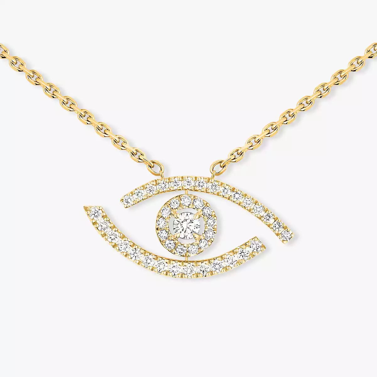 Pavé Diamant Glücksbringer-Halskette mit Augenmotiv – schützender Eleganz-Talisman