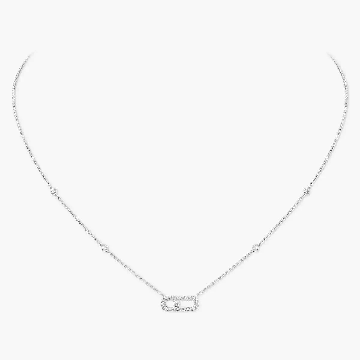 Move Uno Anhänger Halskette - Kinetic Diamond Design mit Signatur