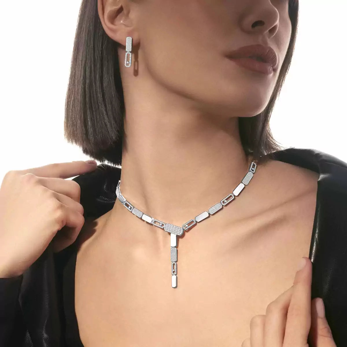 Imperial Move SM Diamantohrringe - Raffinierte kinetische Eleganz - Minimalistisches architektonisches Design