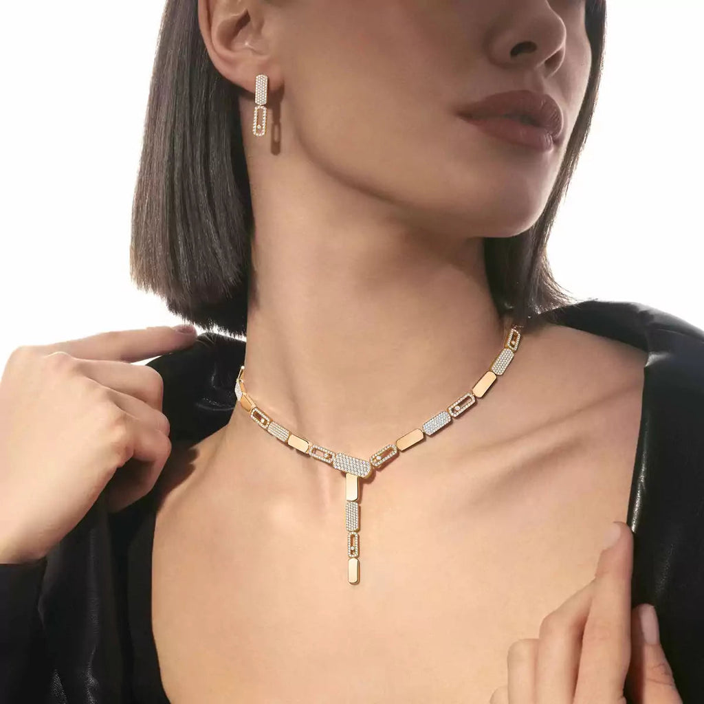 Imperial Move SM Diamantohrringe - Raffinierte kinetische Eleganz - Minimalistisches architektonisches Design