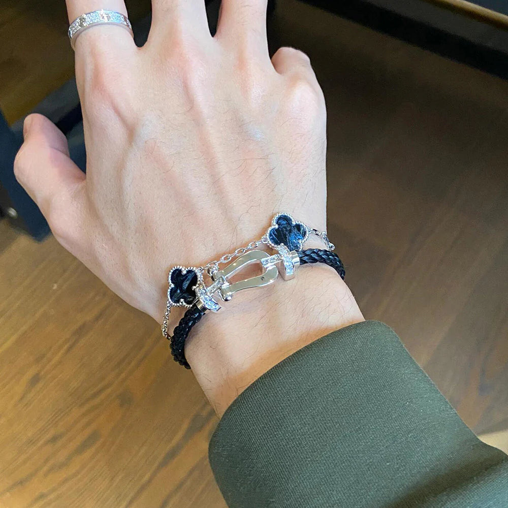 Lucky Clover 5-Motif Bracelet - Pietersite Collection