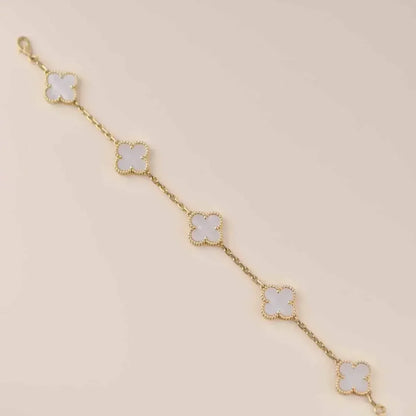 Lucky Clover 5-Motif Bracelet - White Mother-of-Pearl Collection