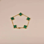 Lucky Clover 5-Motif Bracelet - Malachite Collection
