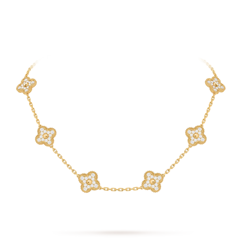 Klassisches Glücksklee-Halskette mit 10 Motiven aus der Goldkollektion