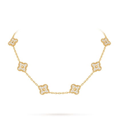 Klassisches Glücksklee-Halskette mit 10 Motiven aus der Goldkollektion