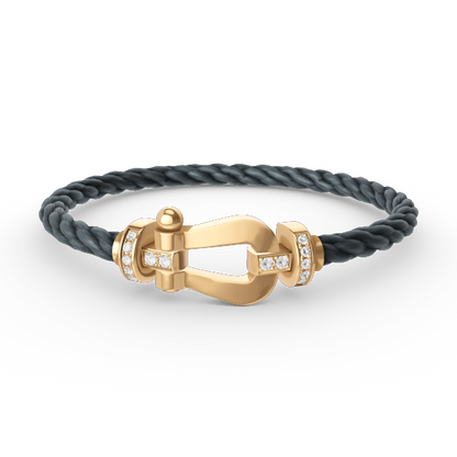 FORCE Large Horseshoe Half Diamond Bracelet - Gold