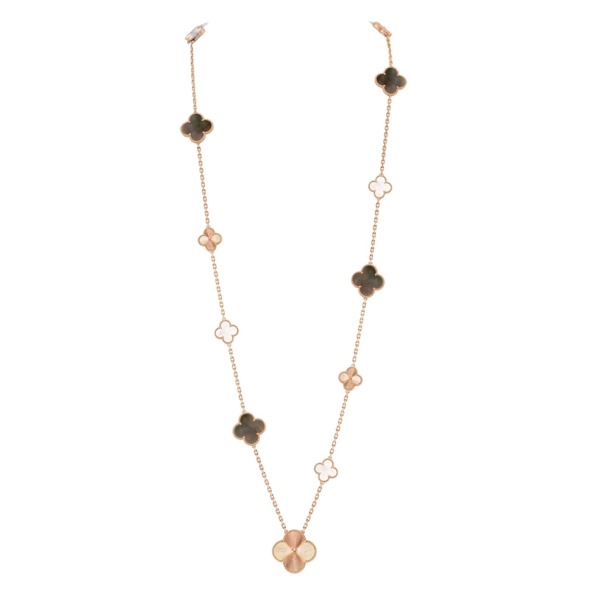 Detachable 15-Motif Clover Statement Set - Grey Mother-of-Pearl & Laser