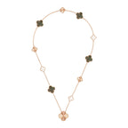 Abnehmbares 15-Motiv Kleeblatt Statement-Set – Grau Perlmutt & Laser