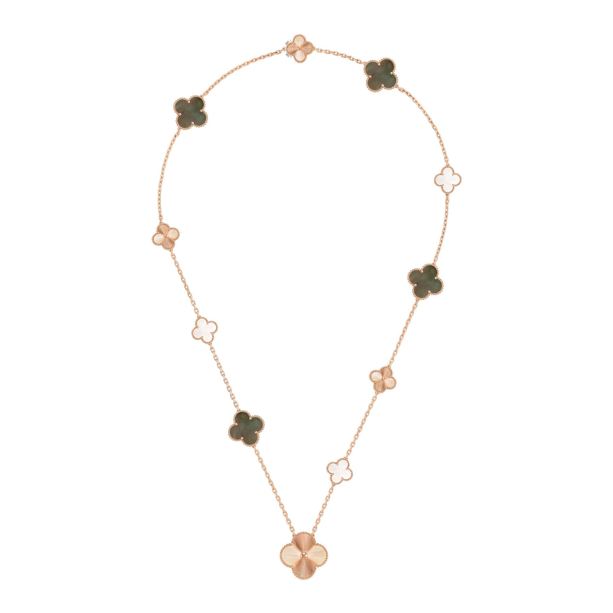 Detachable 15-Motif Clover Statement Set - Grey Mother-of-Pearl & Laser
