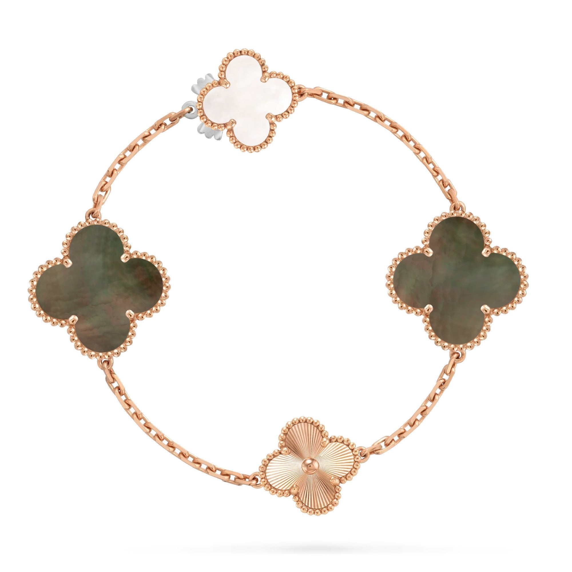 Detachable 15-Motif Clover Statement Set - Grey Mother-of-Pearl & Laser