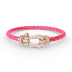 FORCE Large Horseshoe Full Diamond Bracelet - Rose Gold