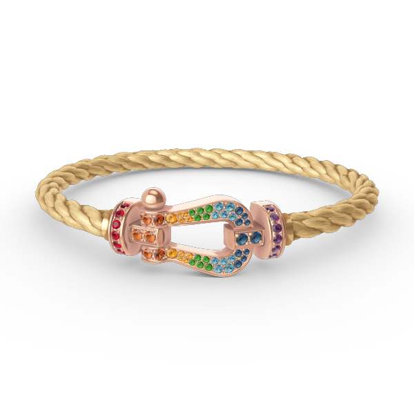 FORCE Large Horseshoe Colored Diamond Bracelet - Rose Gold