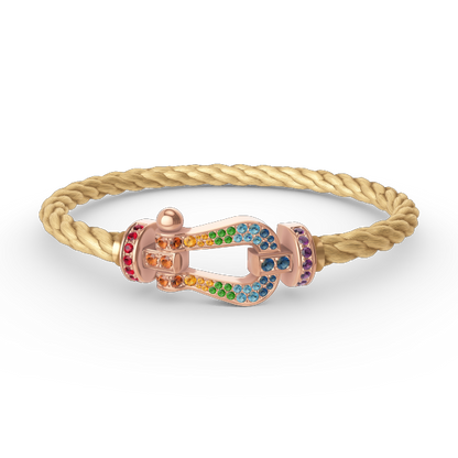 FORCE Large Horseshoe Colored Diamond Bracelet - Rose Gold
