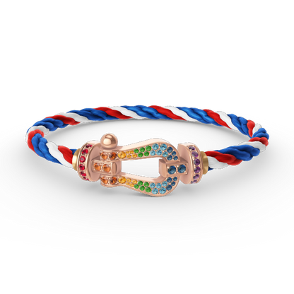 FORCE Large Horseshoe Colored Diamond Bracelet - Rose Gold