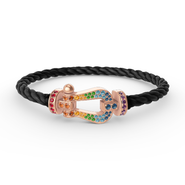 FORCE Large Horseshoe Colored Diamond Bracelet - Rose Gold
