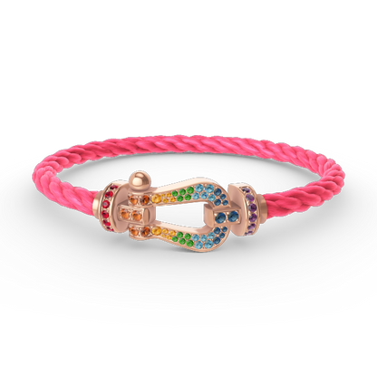 FORCE Large Horseshoe Colored Diamond Bracelet - Rose Gold
