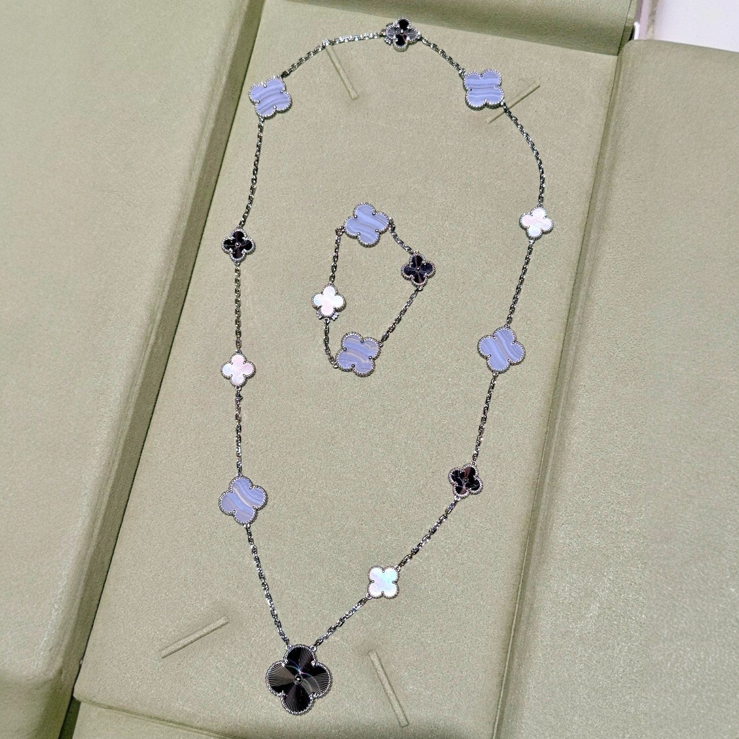 Detachable 15-Motif Clover Statement Set - Purple Chalcedony & Laser