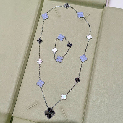 Detachable 15-Motif Clover Statement Set - Purple Chalcedony & Laser