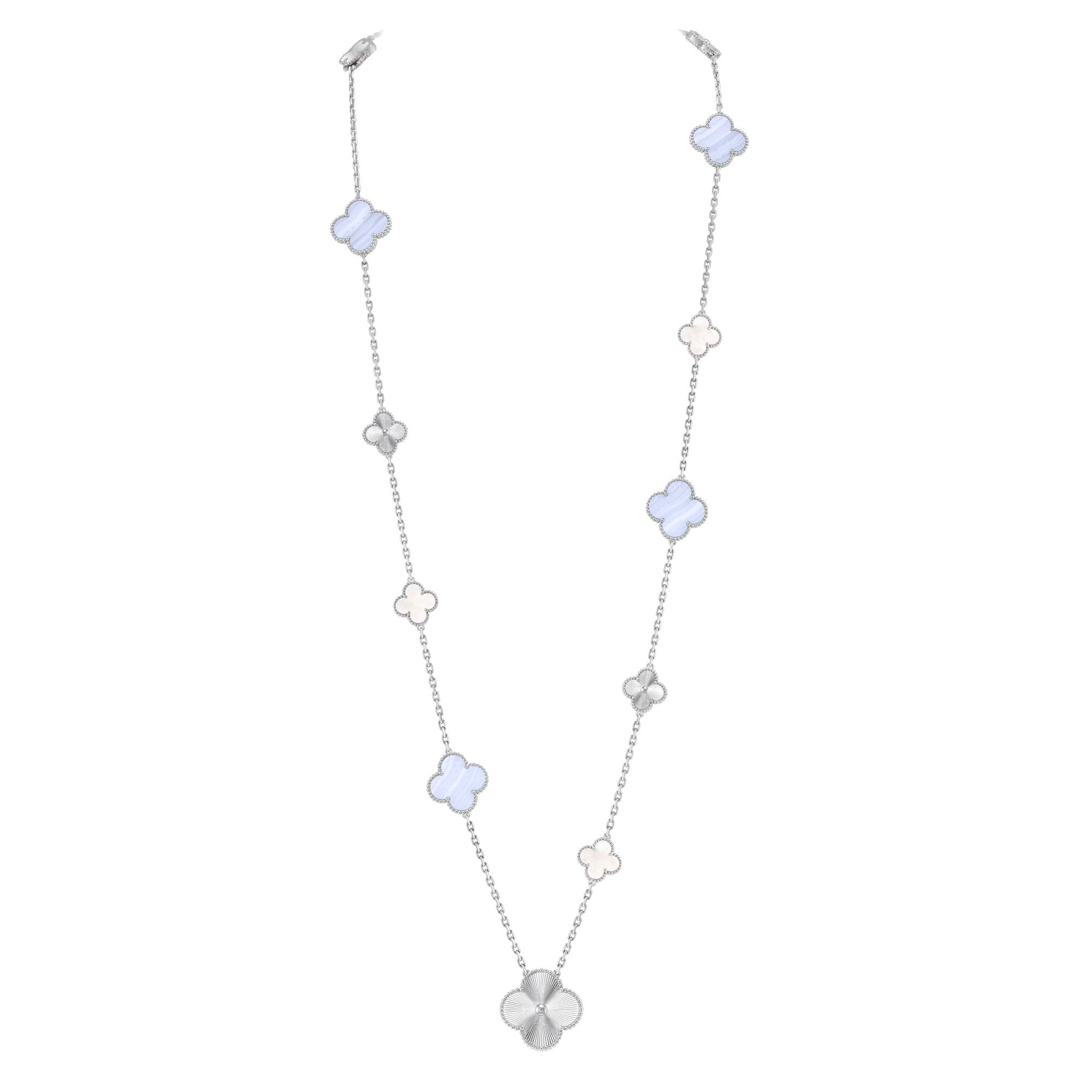 Detachable 15-Motif Clover Statement Set - Purple Chalcedony & Laser