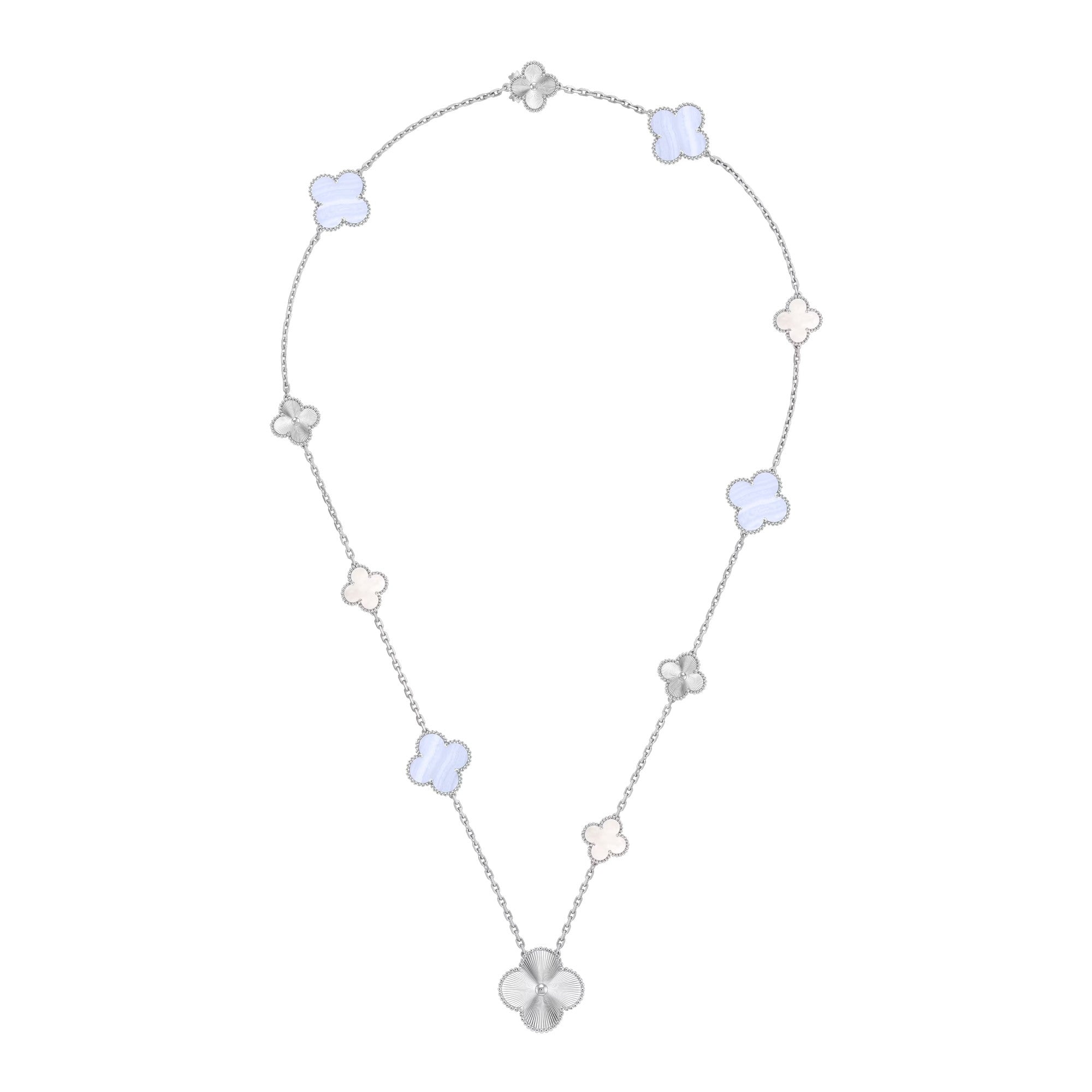 Detachable 15-Motif Clover Statement Set - Purple Chalcedony & Laser