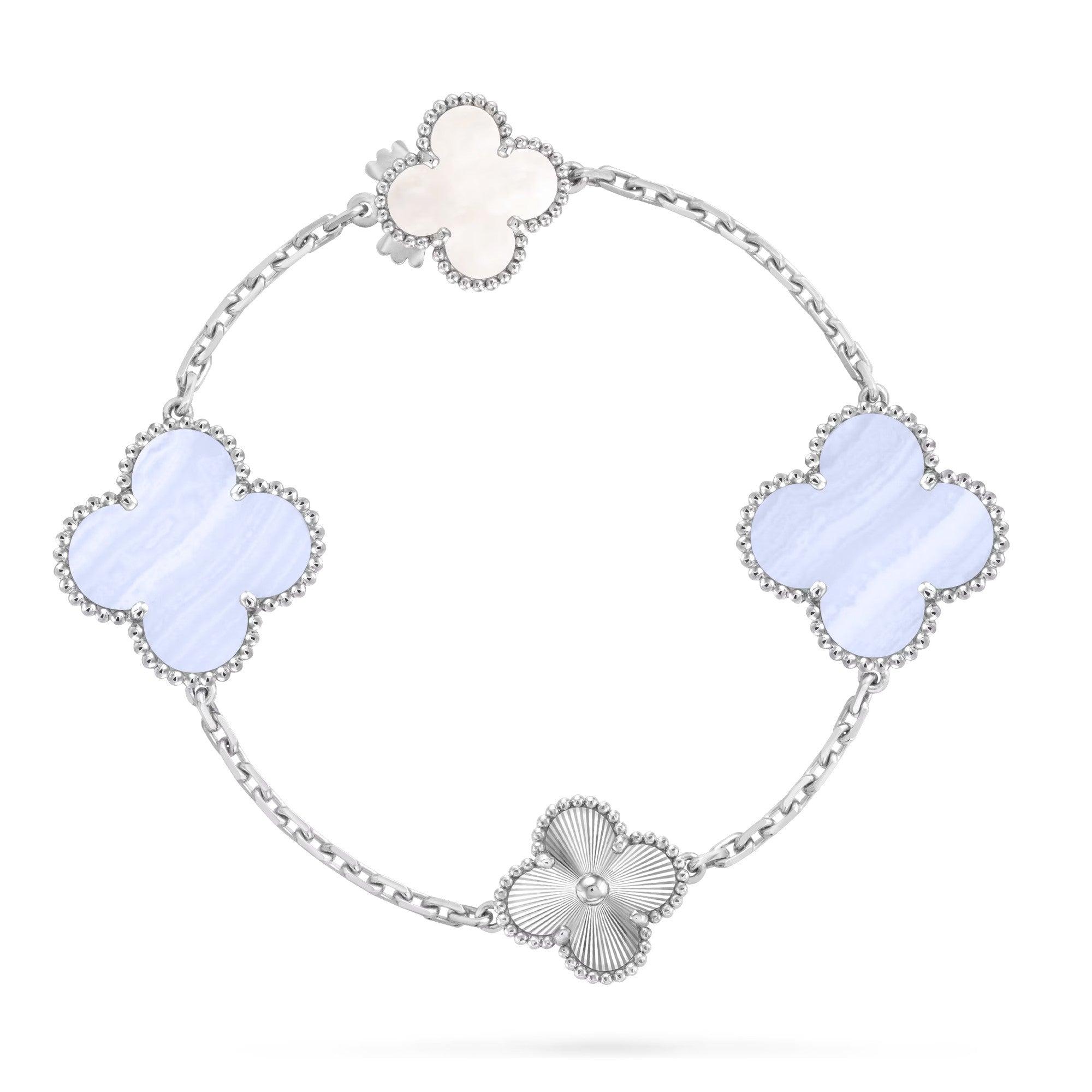 Detachable 15-Motif Clover Statement Set - Purple Chalcedony & Laser