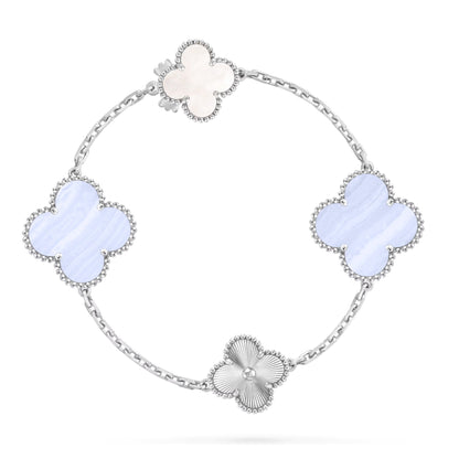 Detachable 15-Motif Clover Statement Set - Purple Chalcedony & Laser