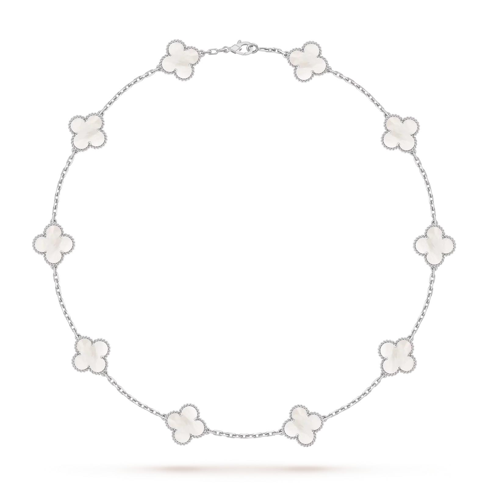 Classic Lucky 10-Motif Clover Necklace White Gold Collection