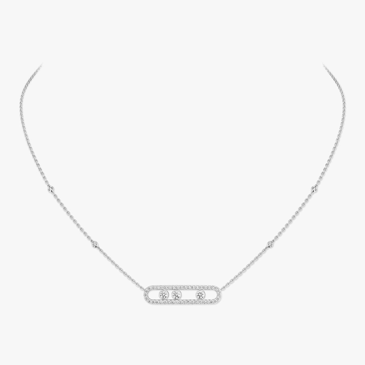 Pavé Full Diamond Halskette - kinetischer 4-Diamanten-Wohlstandstalisman