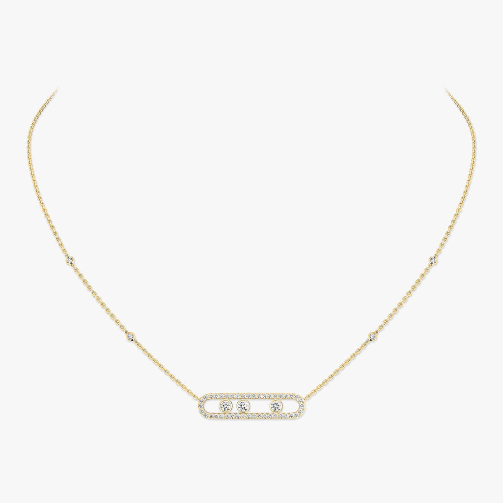 Pavé Full Diamond Halskette - kinetischer 4-Diamanten-Wohlstandstalisman