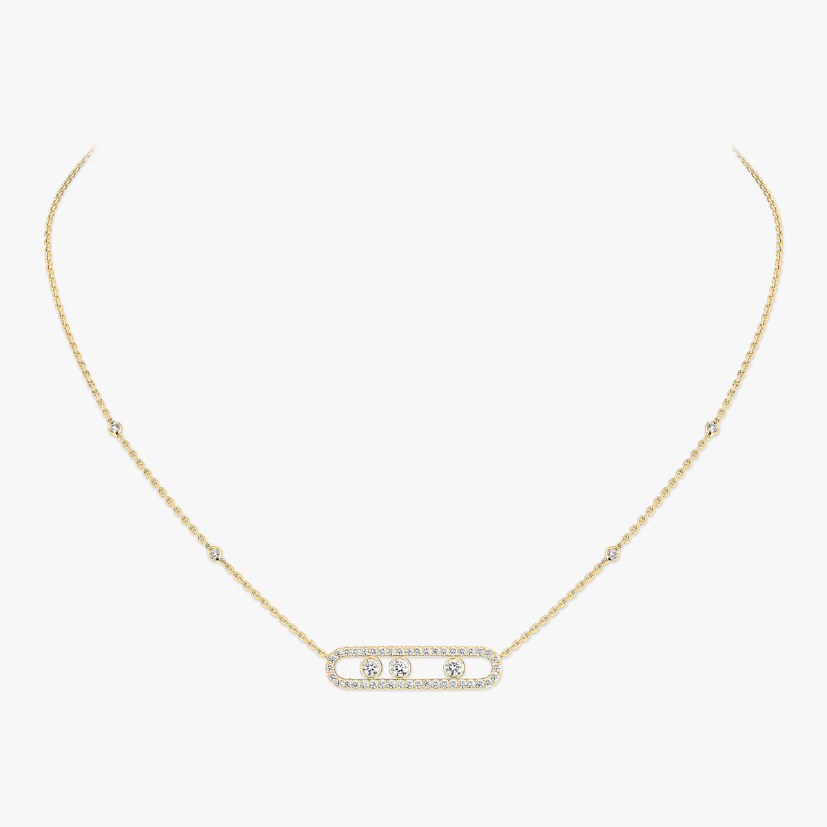Pavé Full Diamond Halskette - kinetischer 4-Diamanten-Wohlstandstalisman