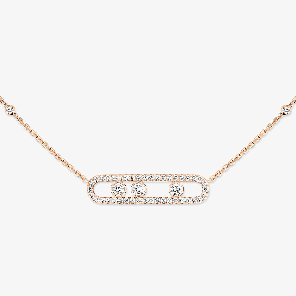 Pavé Full Diamond Halskette - kinetischer 4-Diamanten-Wohlstandstalisman